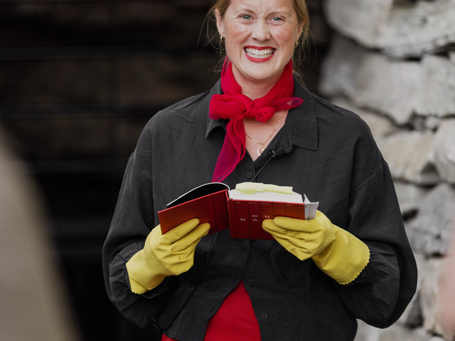 Performative reading by Ane Barstad Solvang, commissioned for Constructing Structures. Photo Jan Khür, Coast Contemporary