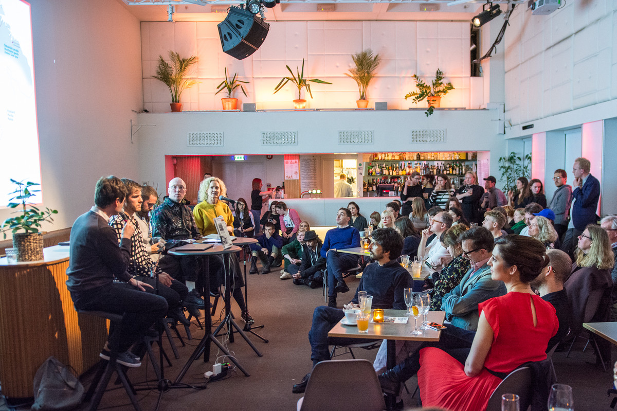 Final panel debate at Bergen Kunsthall moderated by curator Charles Aubin, including Cooking Sections (Daniel Pascual and Alon Schwabe) Kristoffer Dolmen director of the Sami Center for Contemporary Art and Tone Hansen, director of Henie Onstad Art Center. 