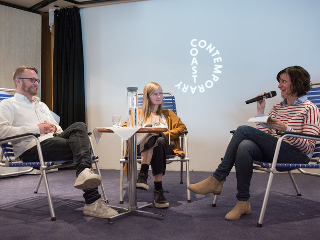 Jan Freuchen, Toril Johannesen and Orit Gat in conversation. Photo: Laimonas Puisys.