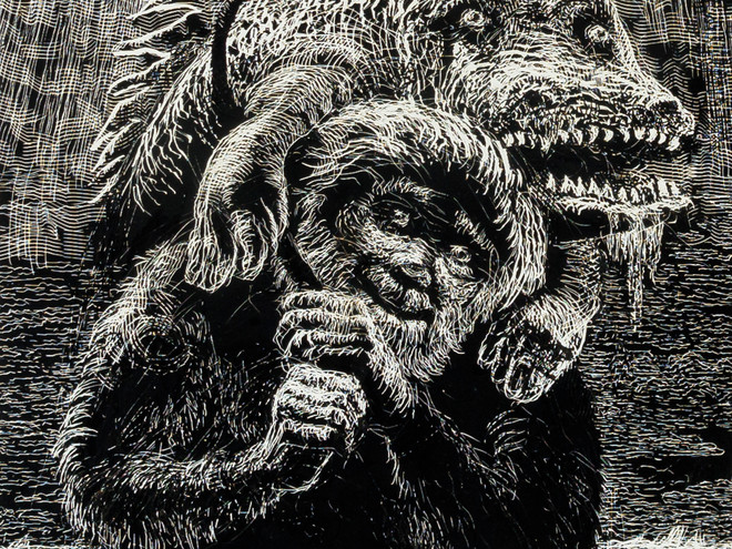 Sjøtroll / Sea Troll (1964) by Kaare Espolin Johnson (1907-1964). Published at the courtesy of Gallery Espolin, a part of Museum Nord. Festival image of 2023.