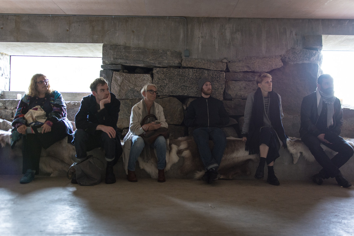Karen Wright, Robert Schultze, Lise Karin Mjøs, Espen Sommer, Randi Grov berger and Adam Kleinman in A K´s Studio Kvalnes. Photo: Laimonas Puisys.