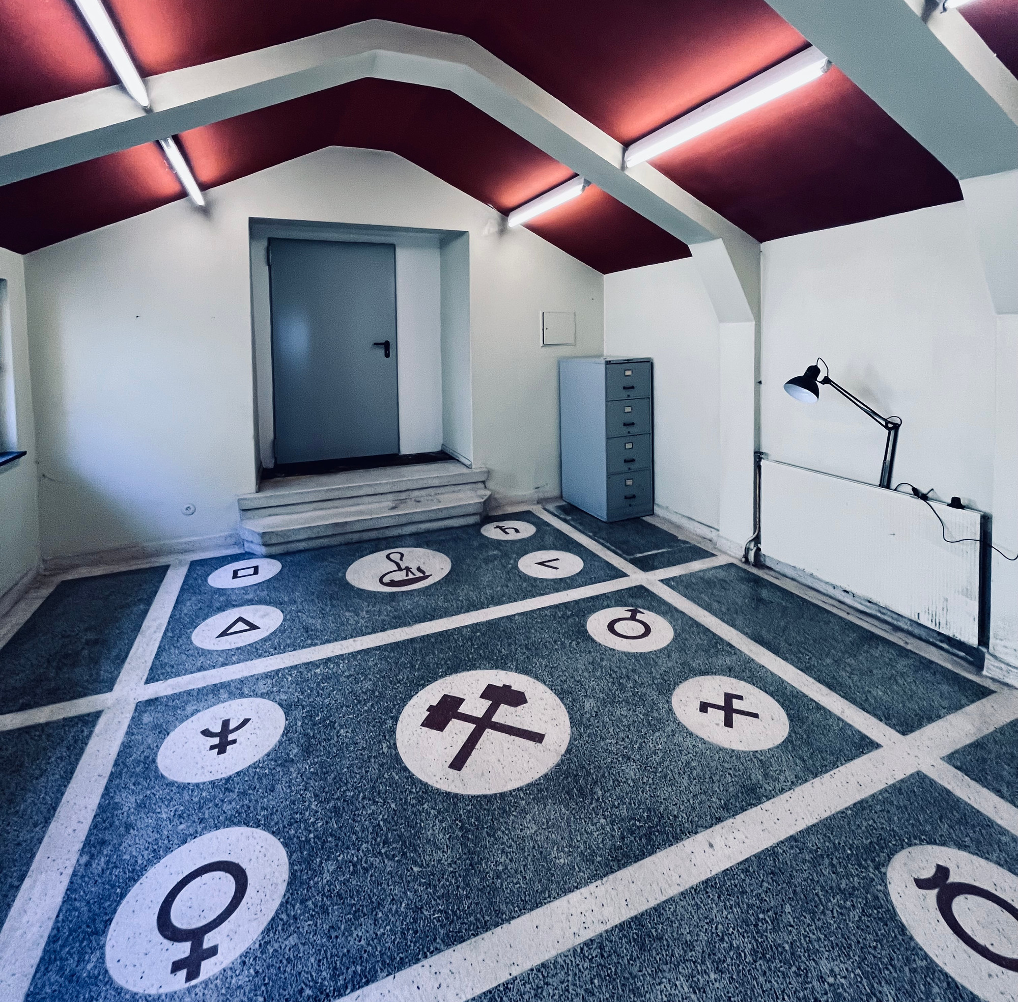 The floors of the old Titania mine offices, now Velferden Sokndals Scene for Samtidskunst in Dalane - one of the 2025 locations, run by Maiken Stene and Hans Edward Hammonds.