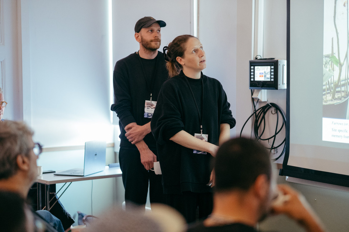 Miriam Hansen presenting with Andreas Olavssønn ROngen at Sogndalstrand kulturhotell. Photo by Tiny Productions for Coast Contemporary. 