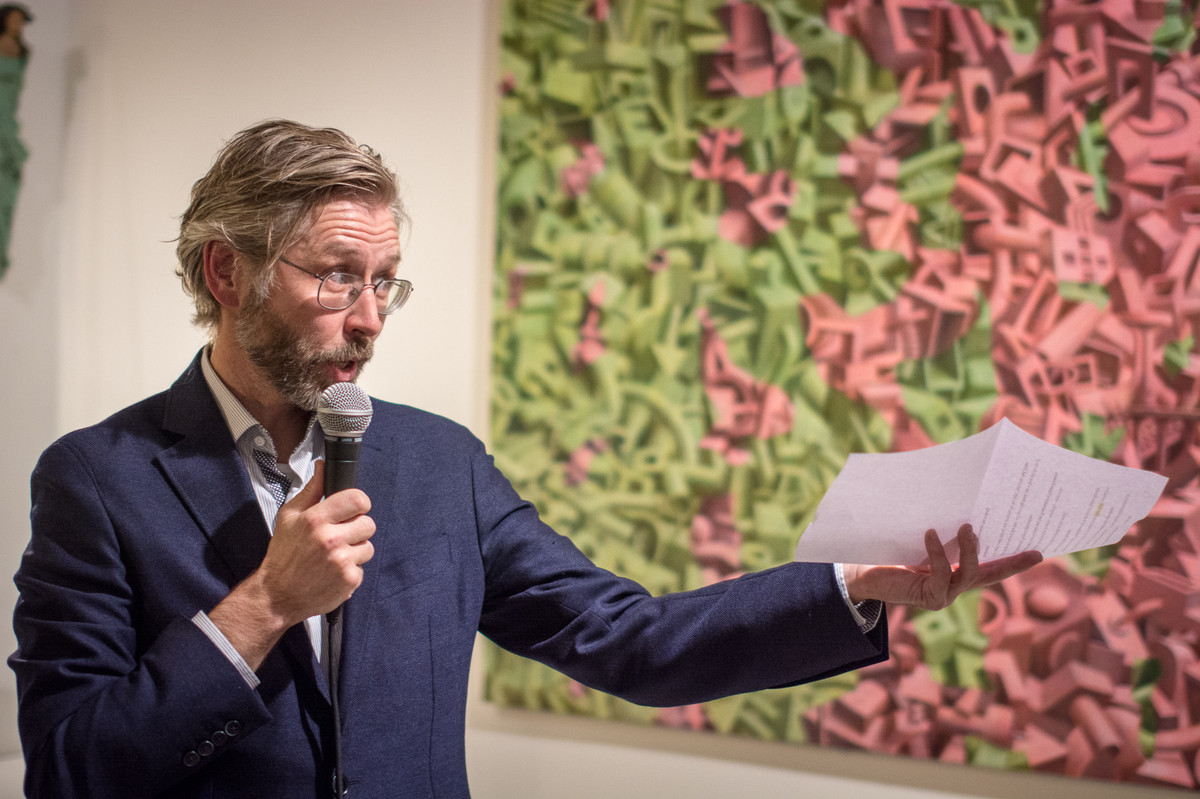Director of the North Norwegian Art Center and LIAF, Svein Pedersen introducing Monica Winther and the Art Center.