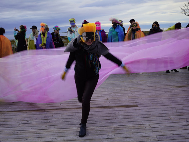 Participatory performance by Kiyoshi Yamamoto at Håholmen, 2019. Photo: Kobie Nel.