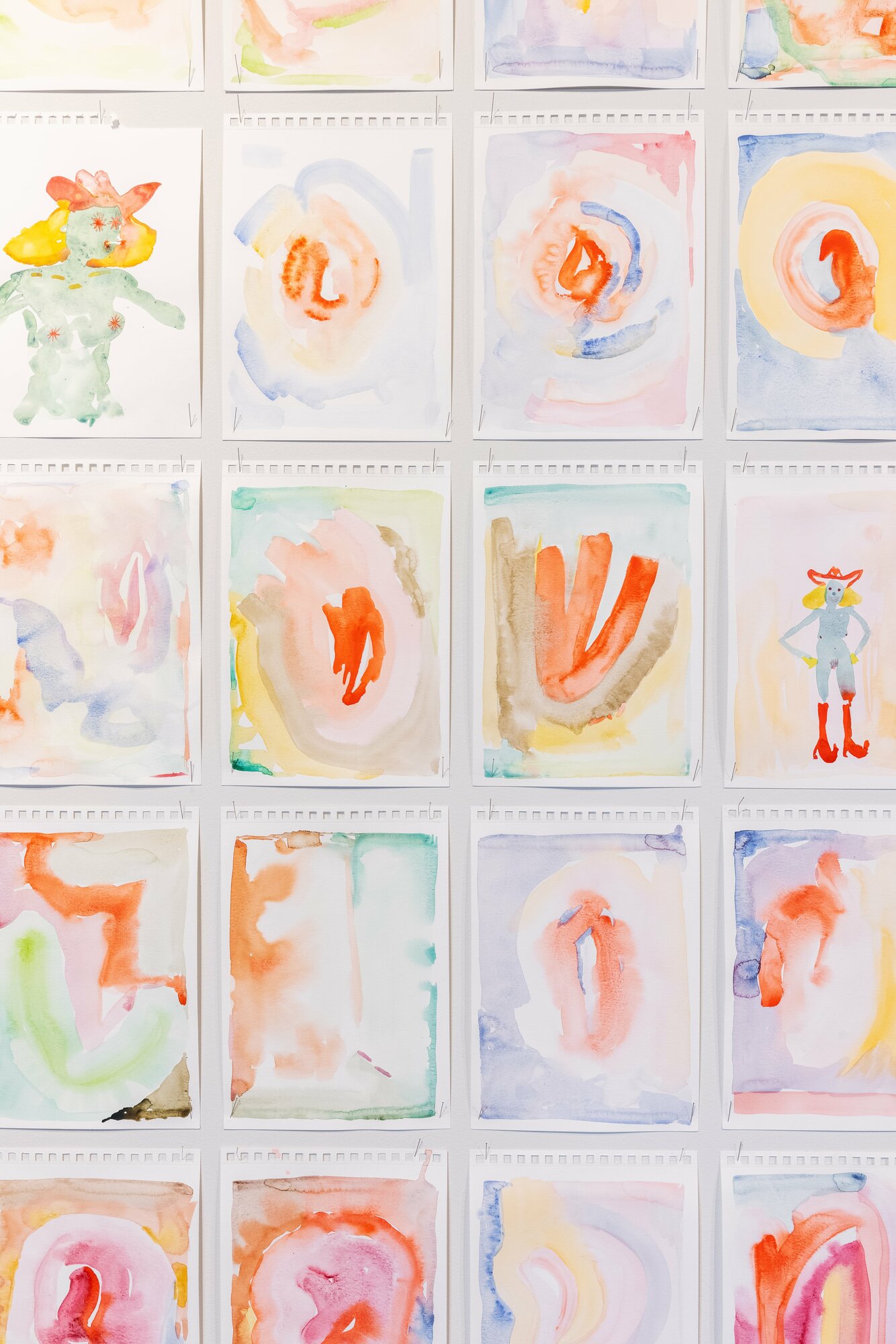 A series of paintings by Ane Barstad Solvang, commissioned by Coast Contemporary during Solvangs residency in advance of Constructing Structures. Photo Jan Khür, Coast Contemporary