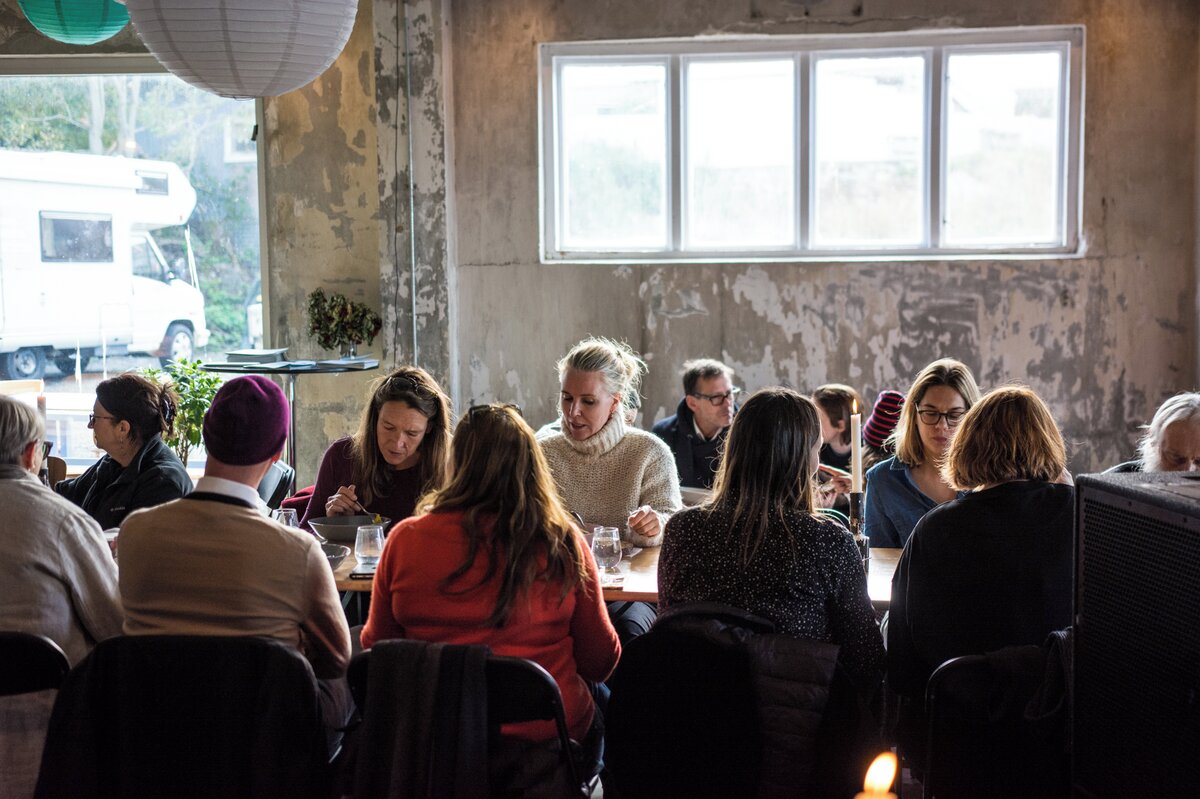 Lunch at Trevarefabrikken in Henningsvær, Lofoten, 2017. Photo: Laimonas Puisys.