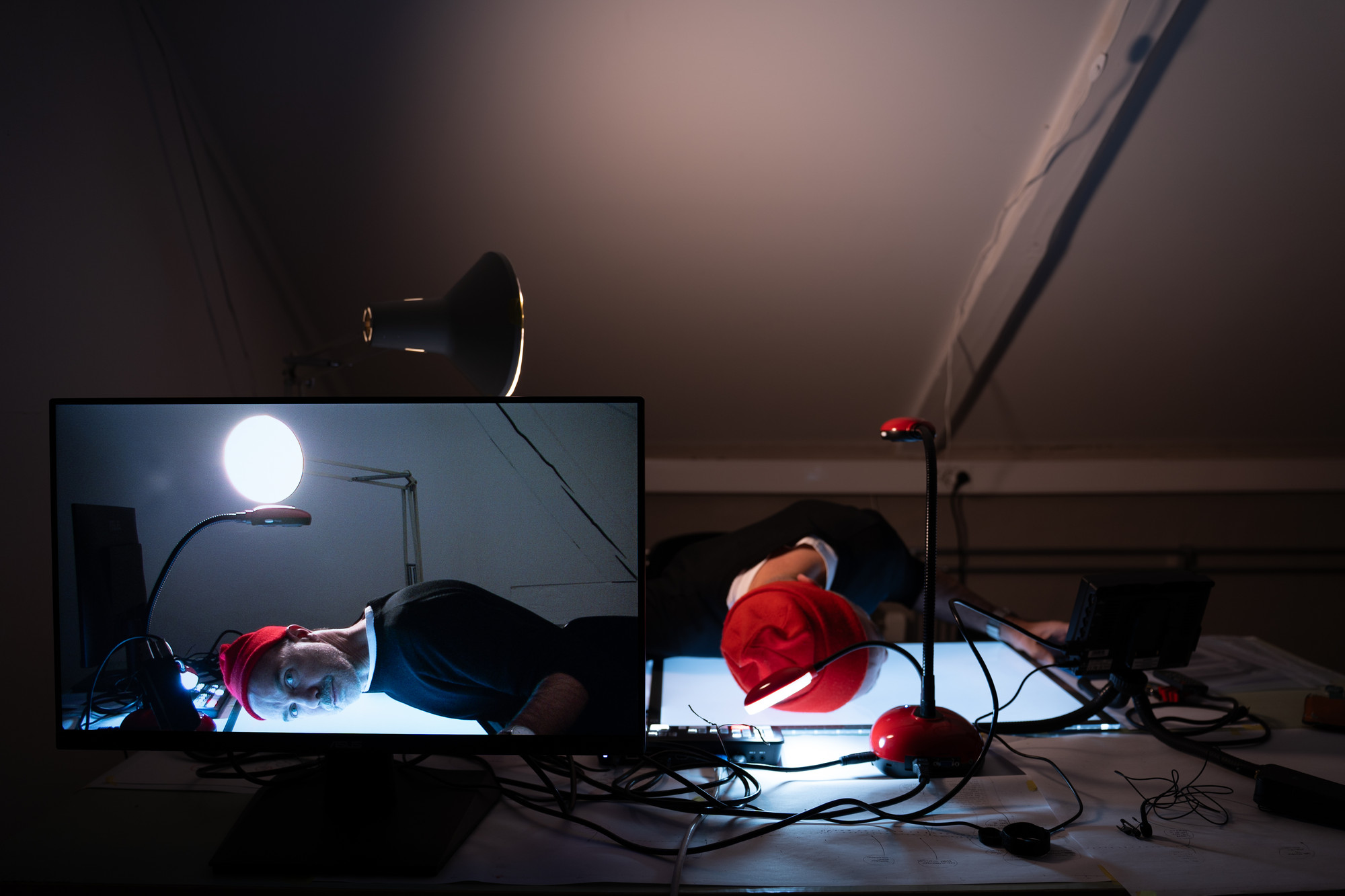 The Souls of White Folk (work in progress) lecture performance. Studio documentation. Photo: Martin White