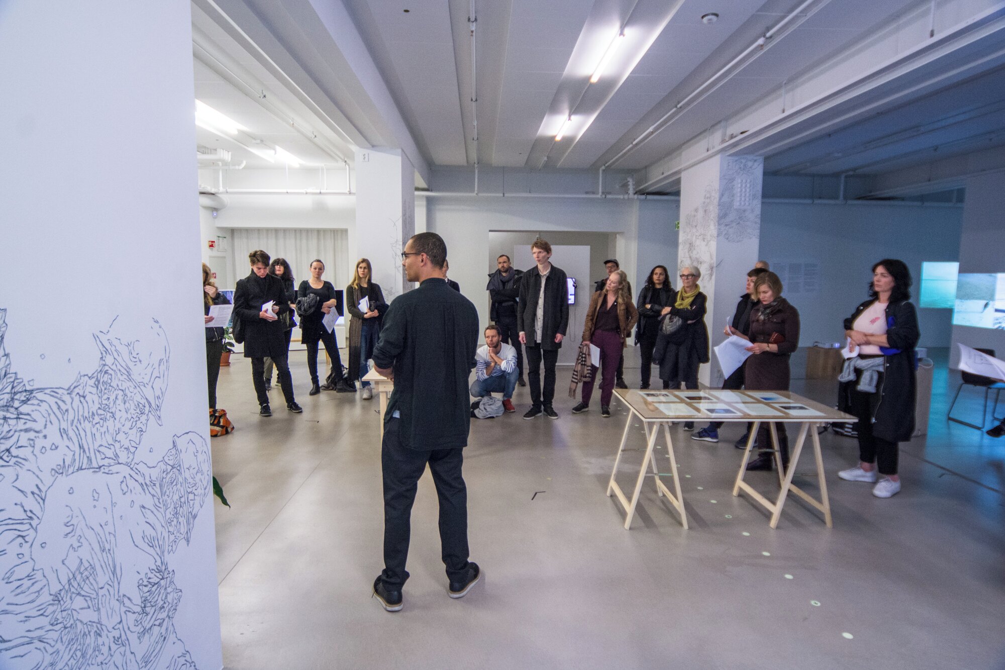 Program coordinator Carl Martin Faurby introducing us to Kunsthall Trondheim. Photo: Laimonas Puisys.