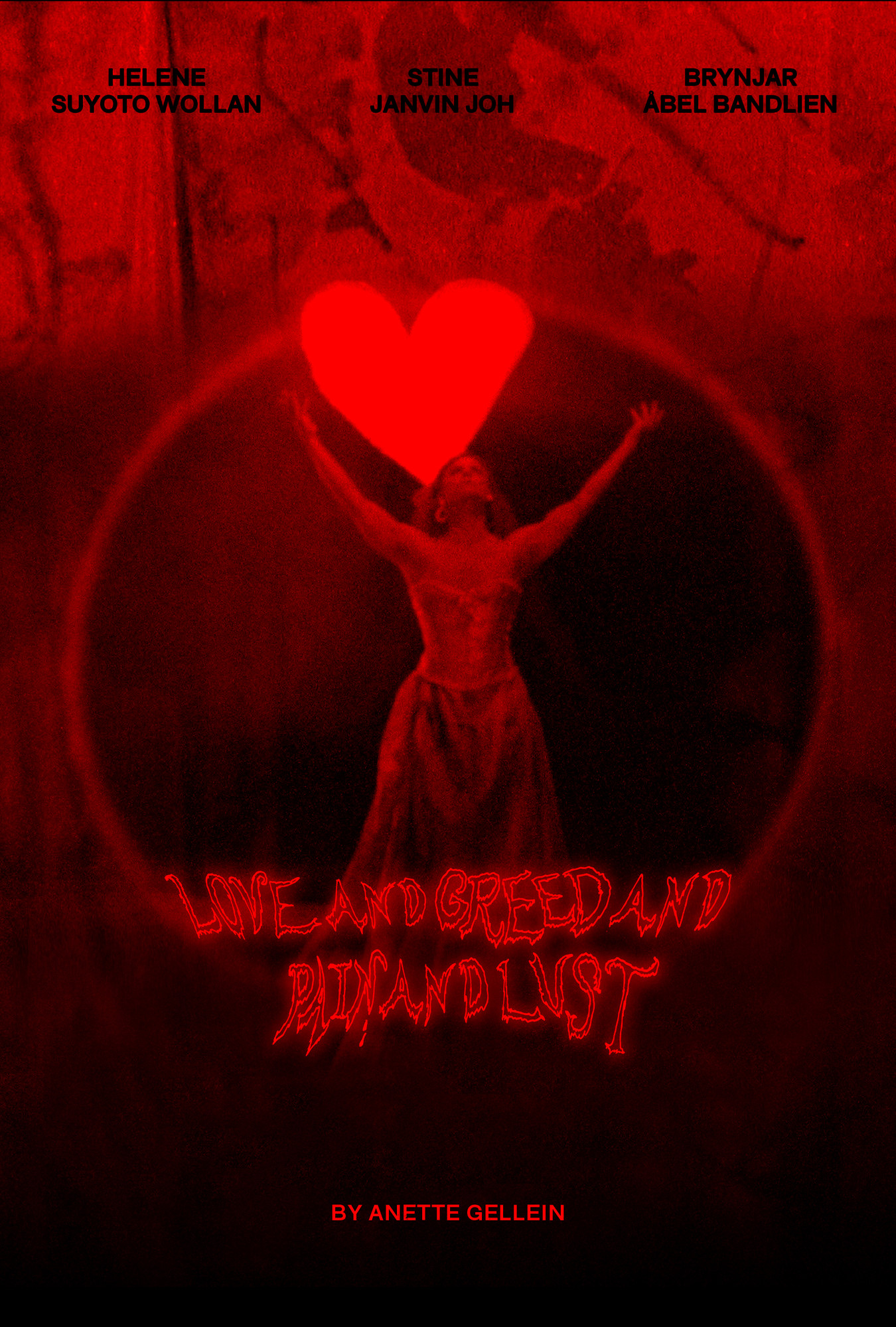 “Love and Greed and Pain and Lust” (2023) is an abstract art
film, shot on 16mm color film. Produced in close collaboration
with Polar Film Lab in Tromsø and RIMI/IMIR SceneKunst in
Stavanger. The film explores the depths of love in a sexy, dark
and mysterious way.

Performers: Brynjar Åbel Bandlien, Stine Janvin, Helene Suyoto
Wollan, Torunn Larsen,Tycho.Marie Midttun Skretting, Anette
Gellein