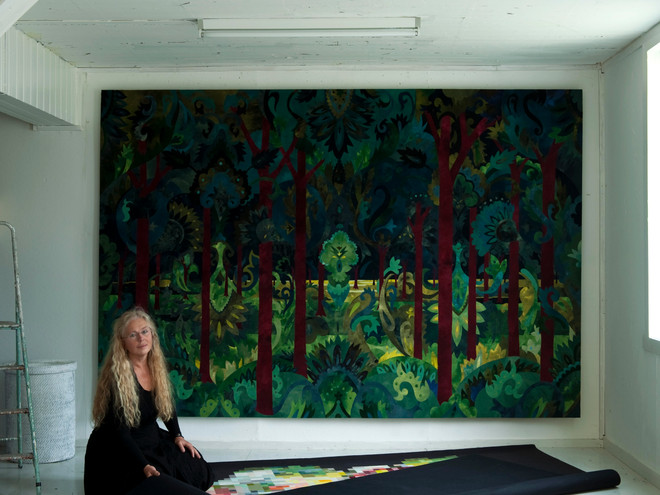 "The Forest" and Inger Johanne Rasmussen in her studio at Hovedøya.