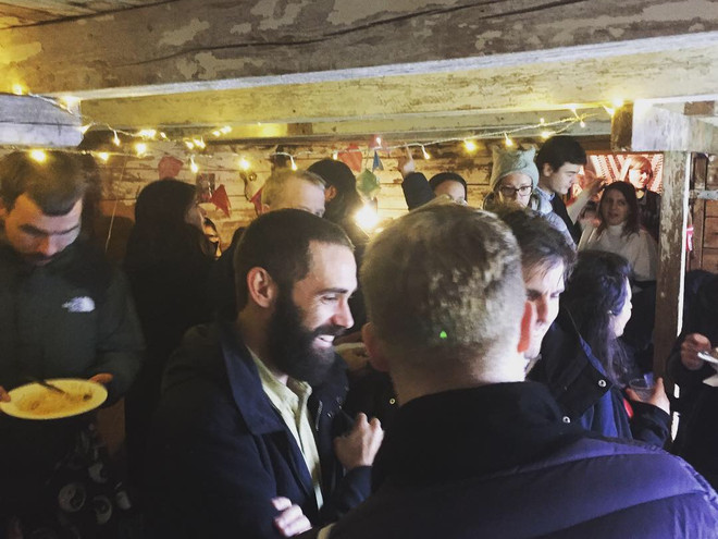 Lunch at Kjetil Berges "Midnight Sun Barn" in Lofoten, 2018.